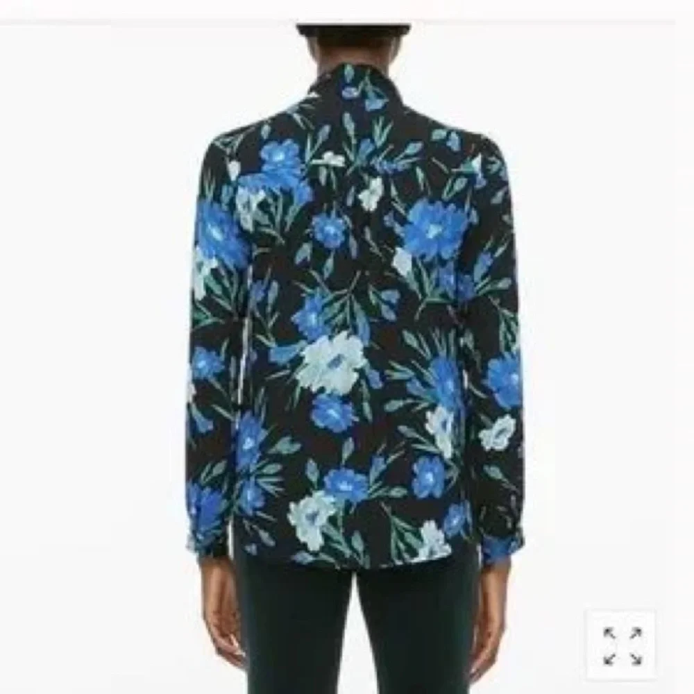 J. Crew Front Tie Button Floral Blouse Size S